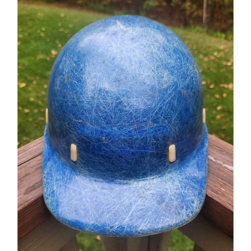 Blue Fiberglass Hard Hat Duck Bill Adjustable Liner Dockson Detroit Vintage Cap - Picture 1 of 9